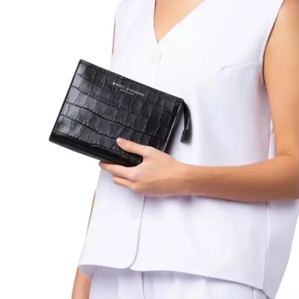 Marc Jacobs Black‎ Croc-Embossed Clutch